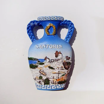 Grčka Santorini Mediteranska Boca za Vodu Turizam Nezaboravne Naljepnice za Hladnjak 3D Vaza Magnet za Uređenje Hladnjaka