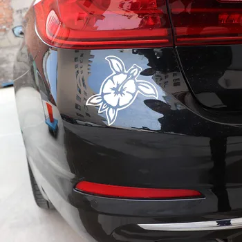 YJZT 17,5X16,7 cm Kornjača Cvijet Hibiskusa Kreativna Umjetnost Naljepnica za Auto Dekoracija Prozora Oznaka C25-0383