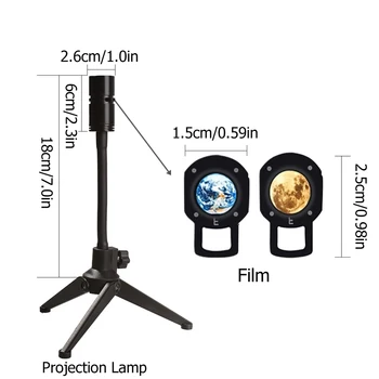 Zvijezda Projektor Svjetlo Mesec Lampa Earth Projektor Lampa USB LED Noviteti 360 ° Okretni Ukras za spavaće sobe